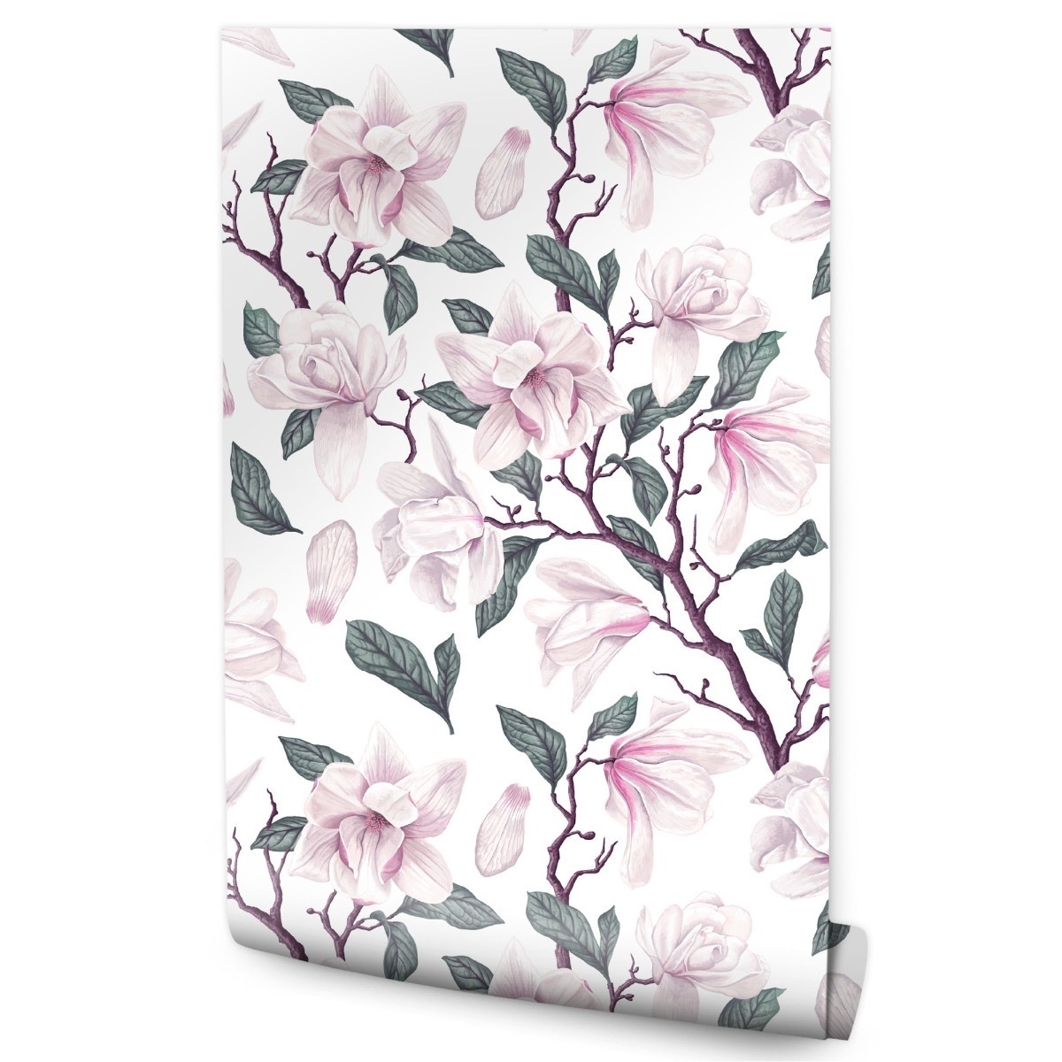 Papel Pintado Con Flores Hojas Y Ramitas Para Dormitorio 53cm x 10m