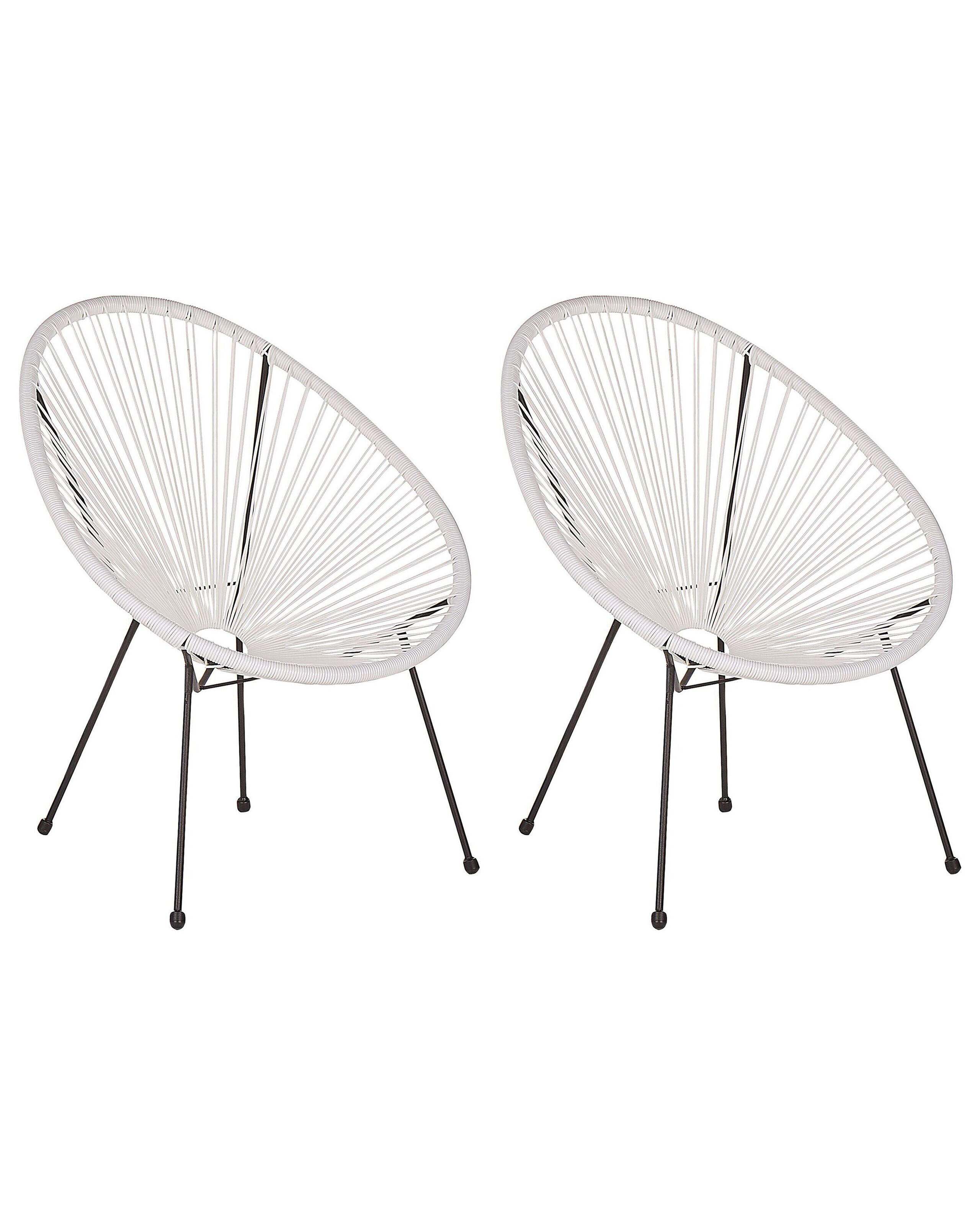 Conjunto de 2 sillas de jardín acapulco ii ratán sintético blanco