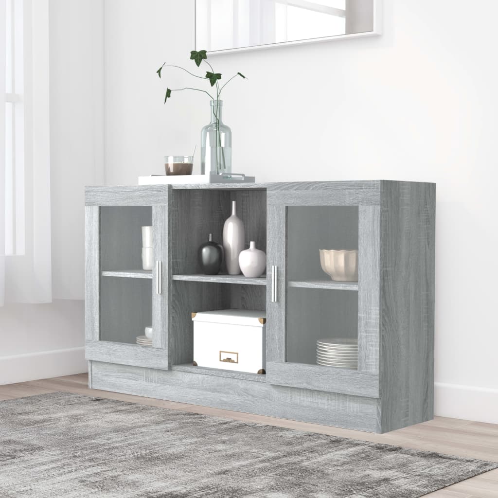 Vitrina madera contrachapada gris sonoma 120x30,5x70 cm oif153453