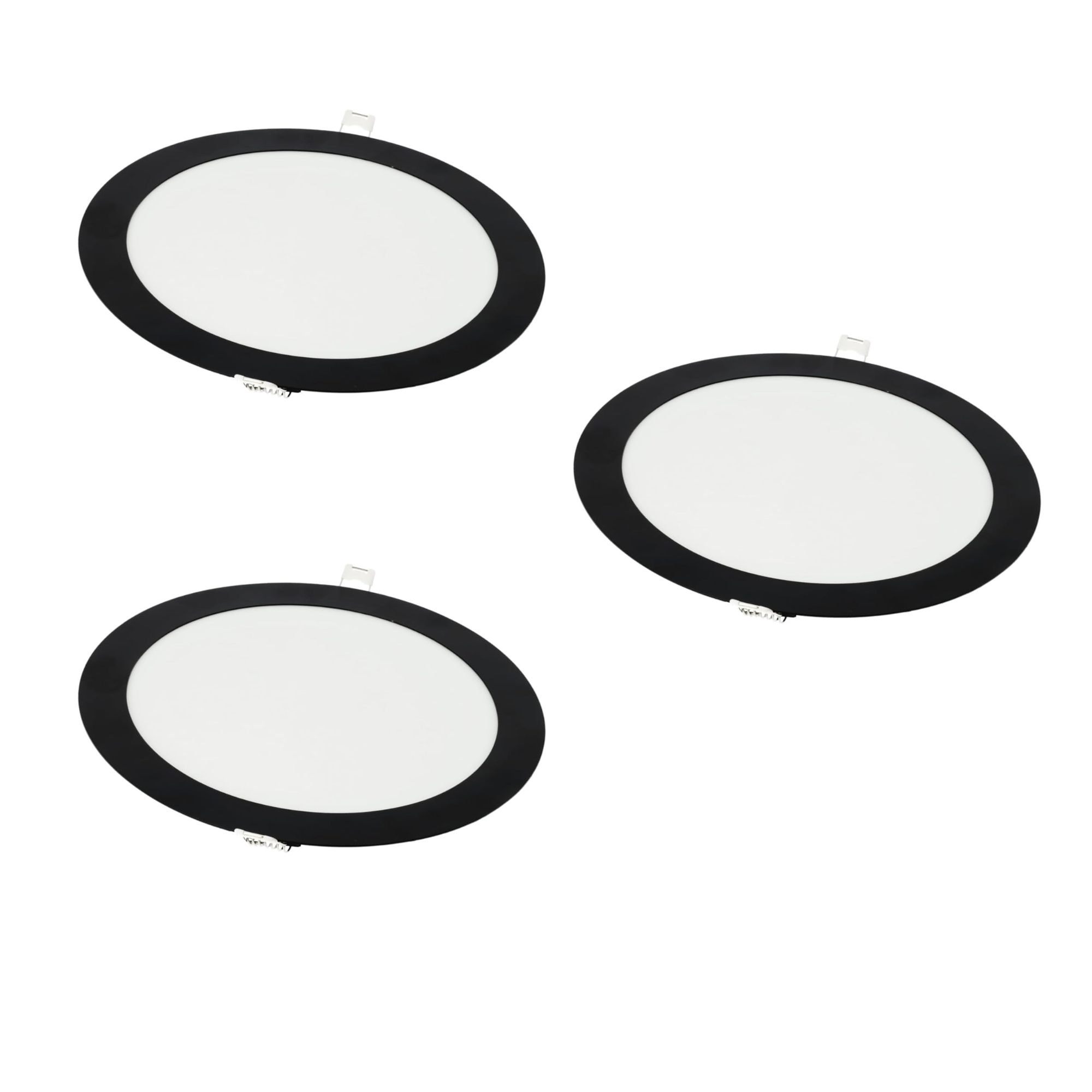 Pack x3 downlight LED 18w blanco cálido 3000k redondo empotrar marco negro