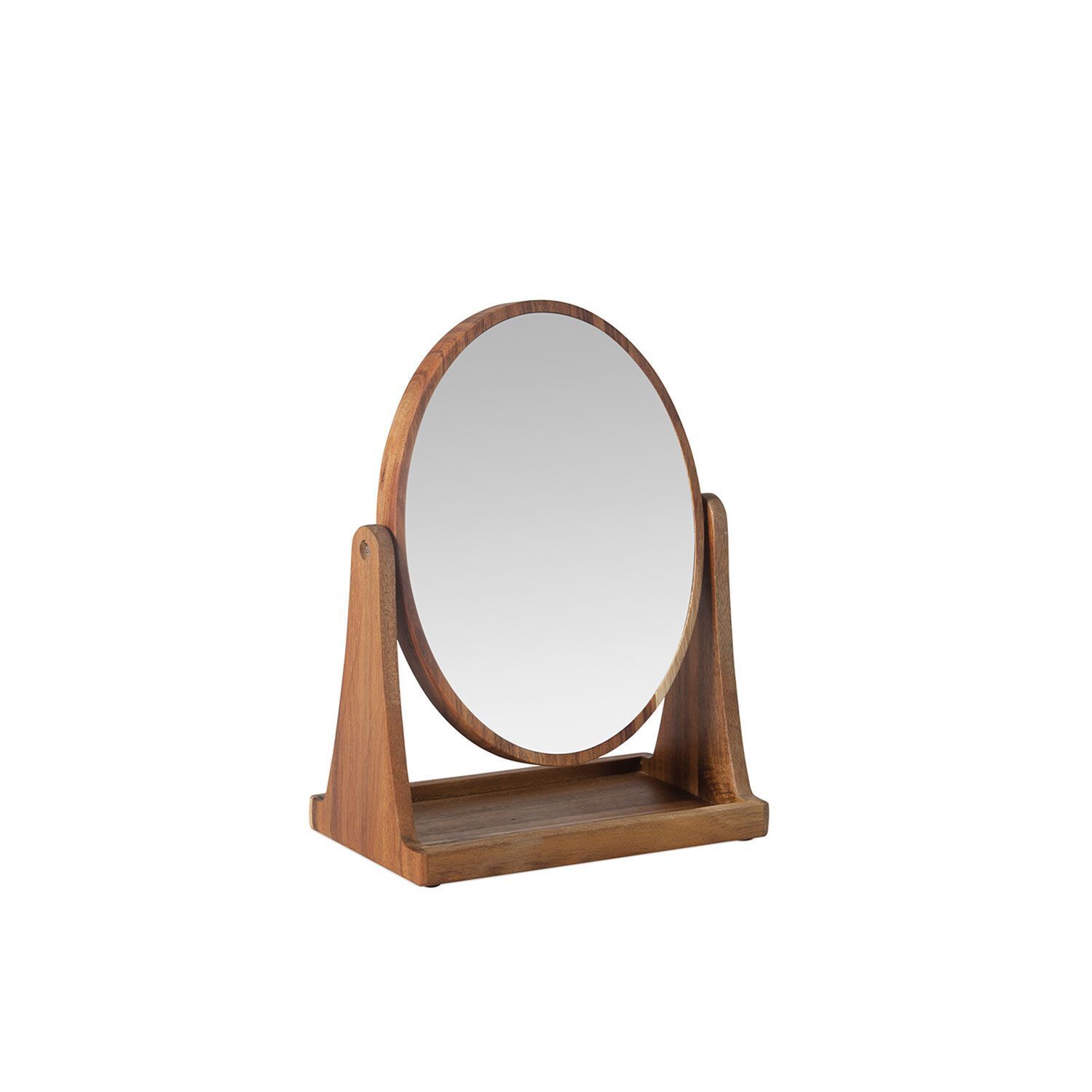 Espejo pie oval acacia 16x10x21,5