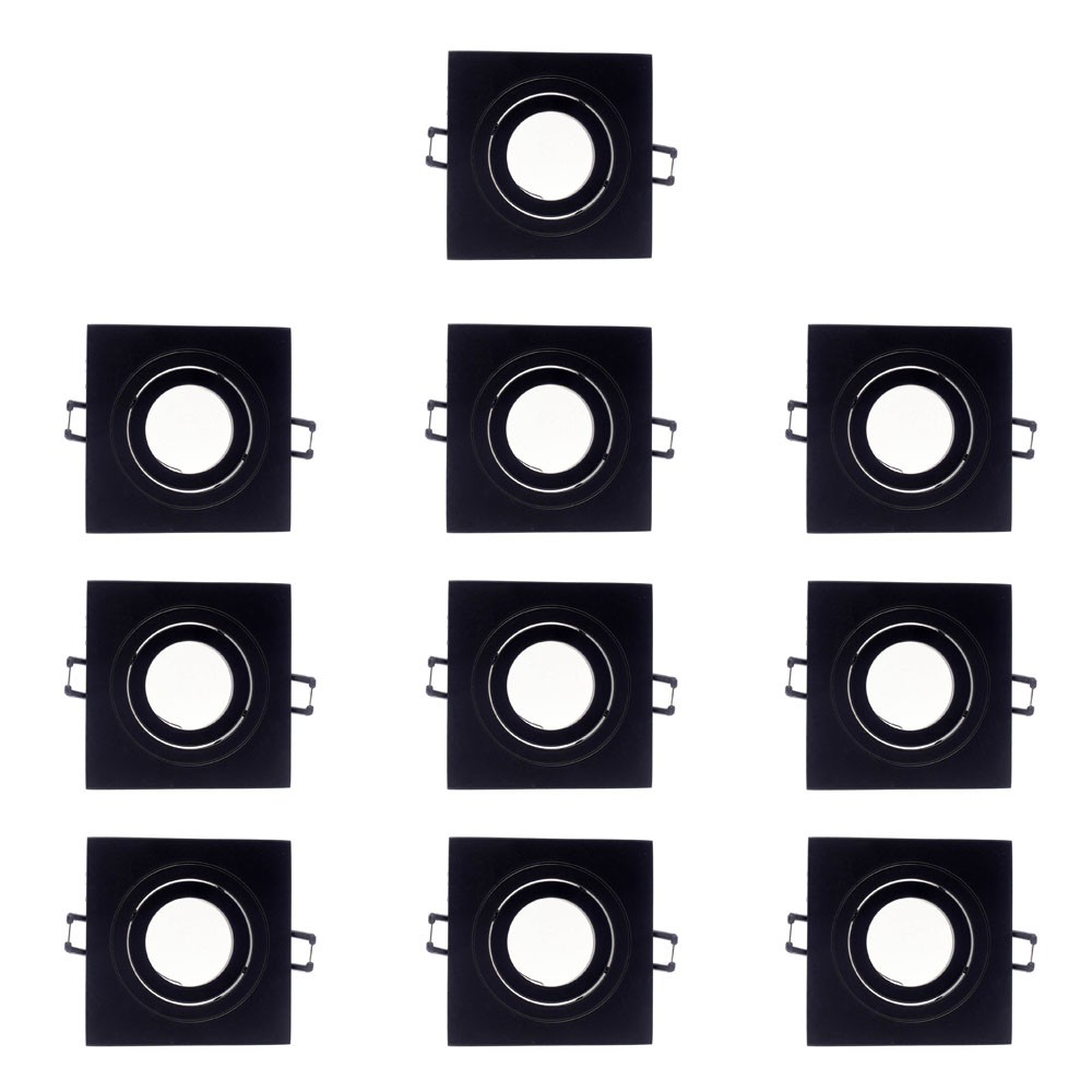 Pack 10 foco empotrable orientable classic cuadrado negro wonderlamp 1xgu10