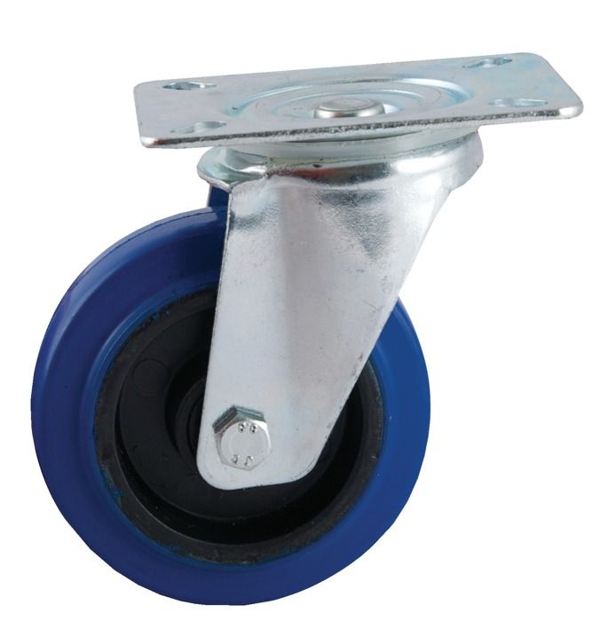 Rueda giratoria avl - con base - caucho azul - ø100 - 527832o