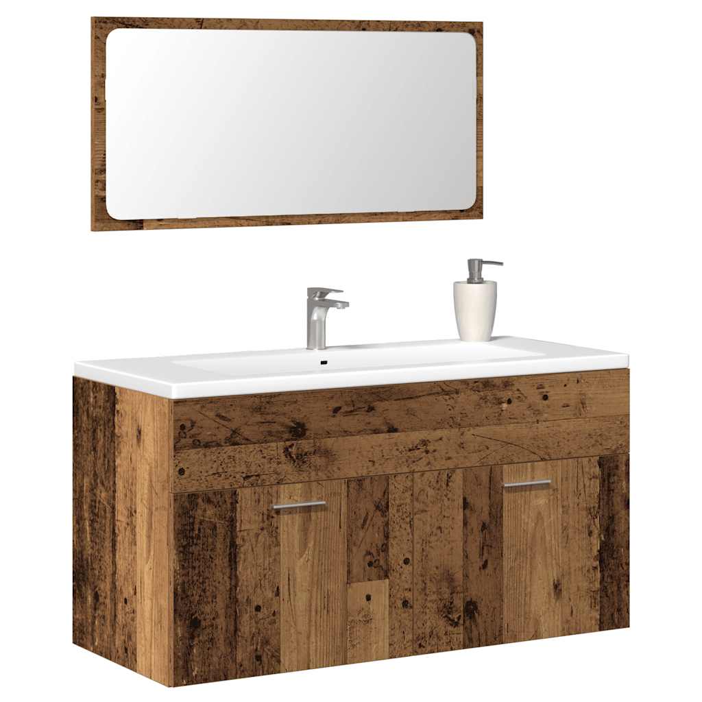 Mueble de baño con espejo de madera antigua madera ingeniería esb8137
