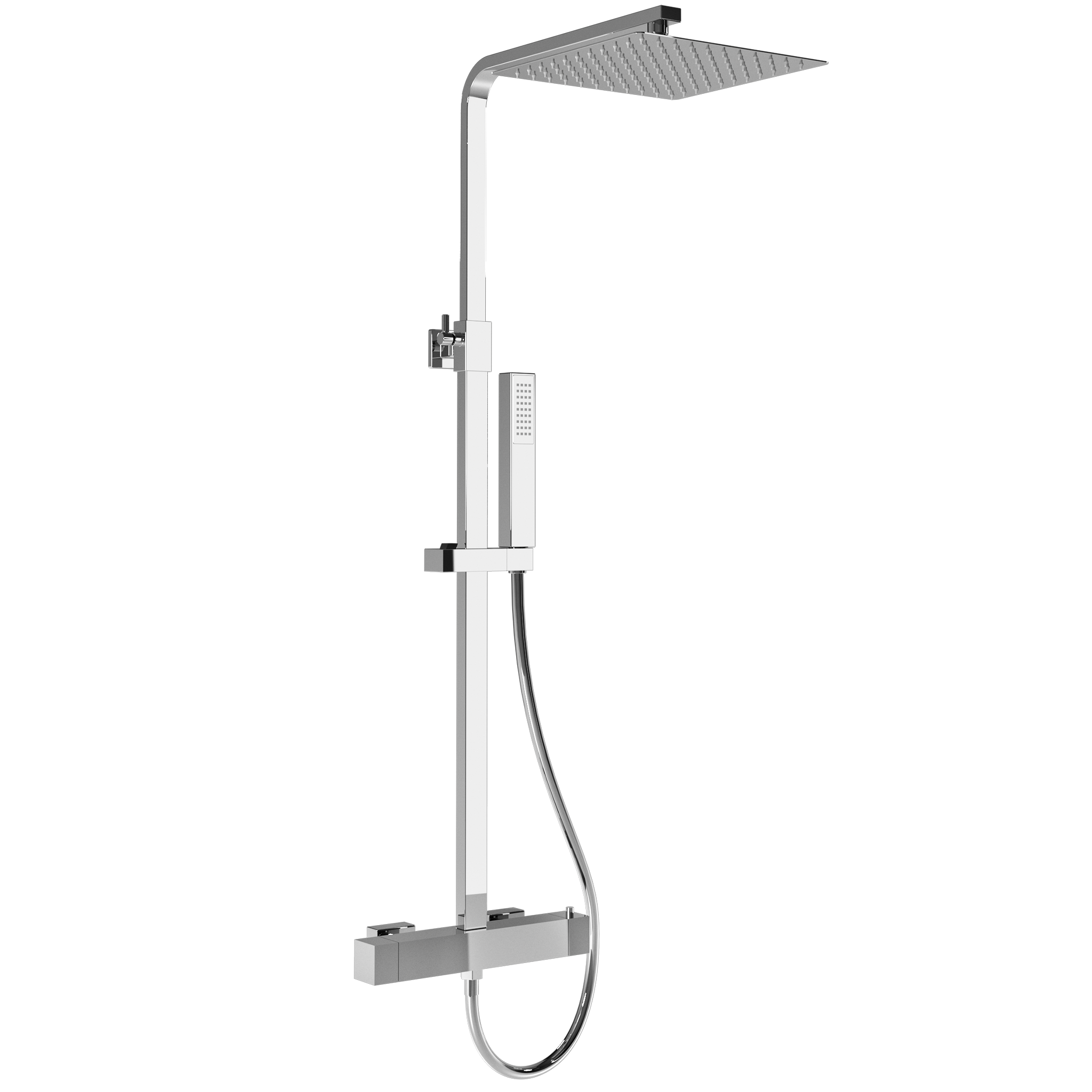 Valaz barra de ducha termostática cuadrada ajustable 120cm cromada - 25cm