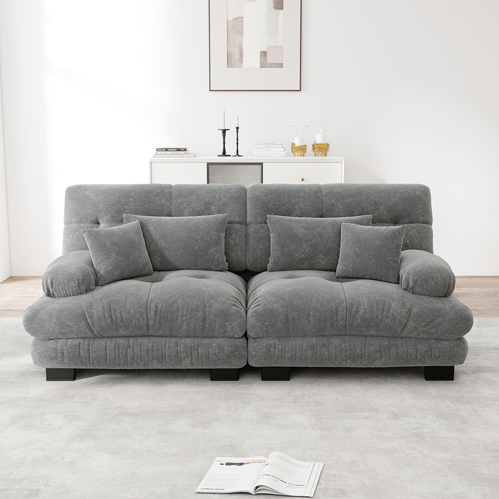 Komhtom,sofá, chenilla, estructura de madera maciza, gris