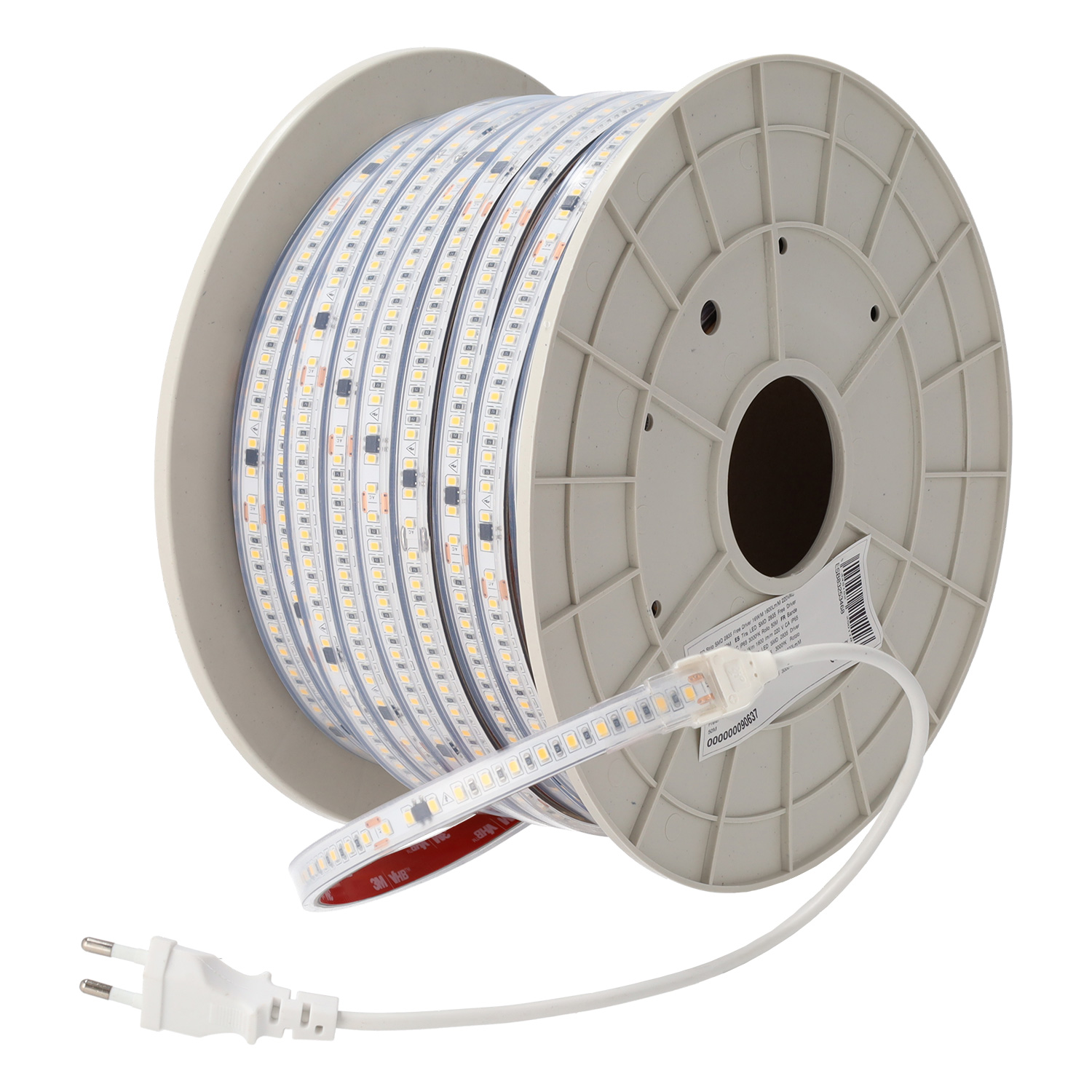 Tira LED smd 2835 free driver 16w/m 1600lm/m 220vac ip65 3000ºk rollo 50m