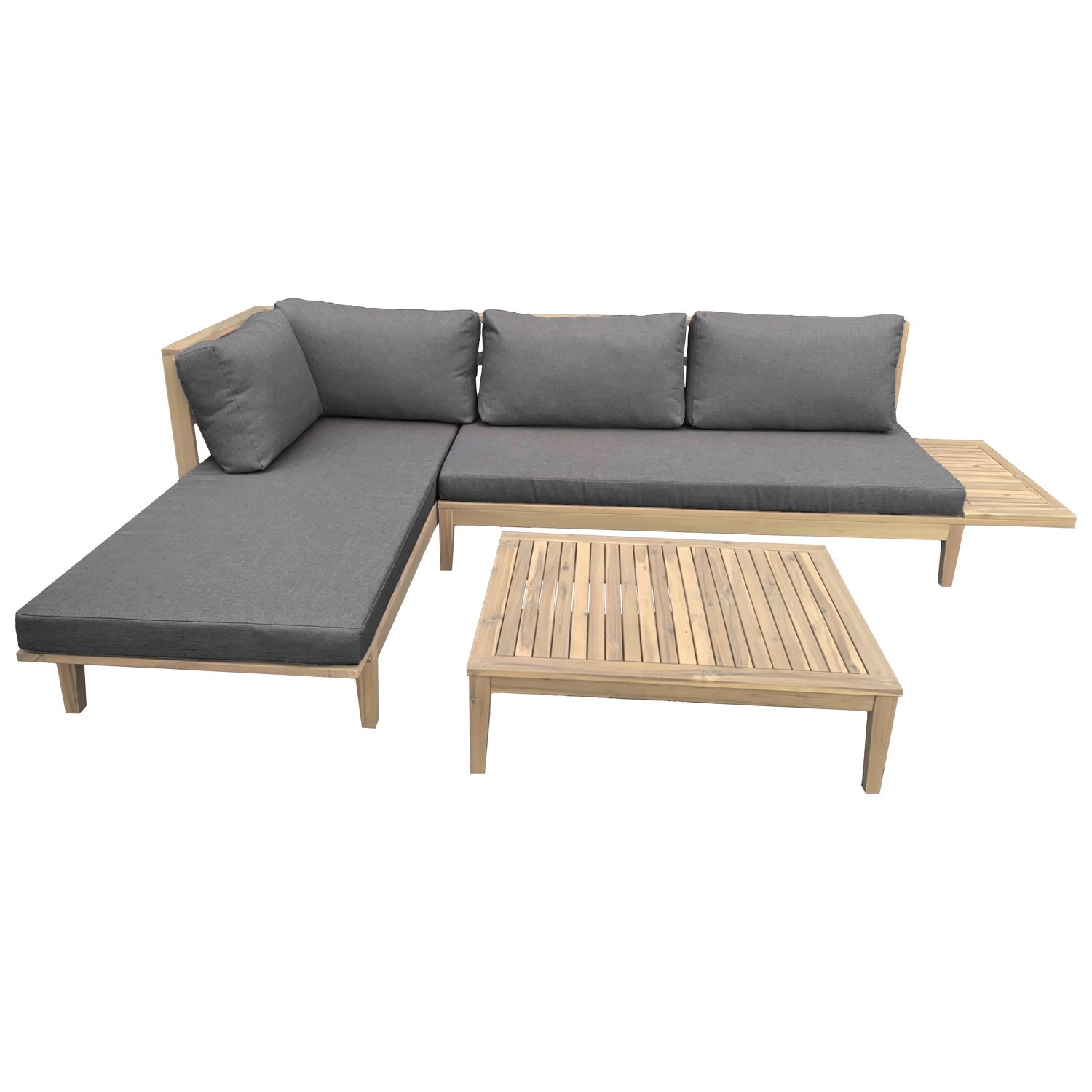 Conjunto de jardín de acacia pangkor 4 plazas cojines grises