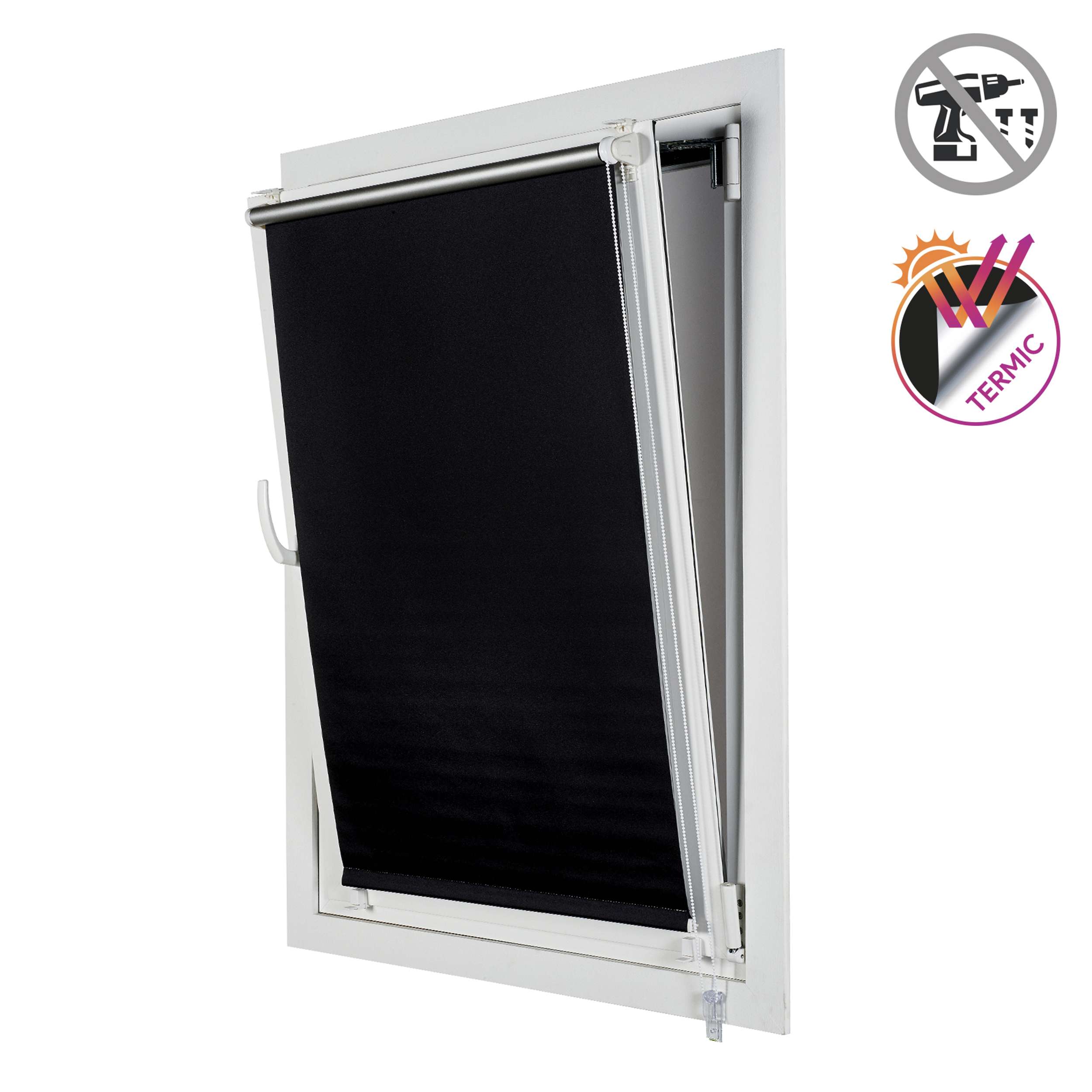 Estor opaco easyfix, instalación sin taladrar negro, 60 x 180cm
