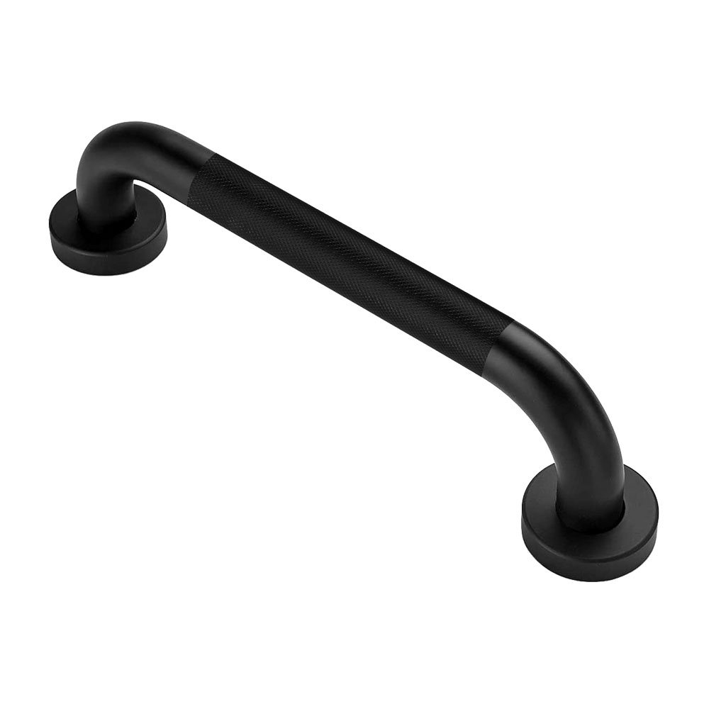 Kibath asa seguridad antideslizante de 30 cm negro mate de acero inoxidable