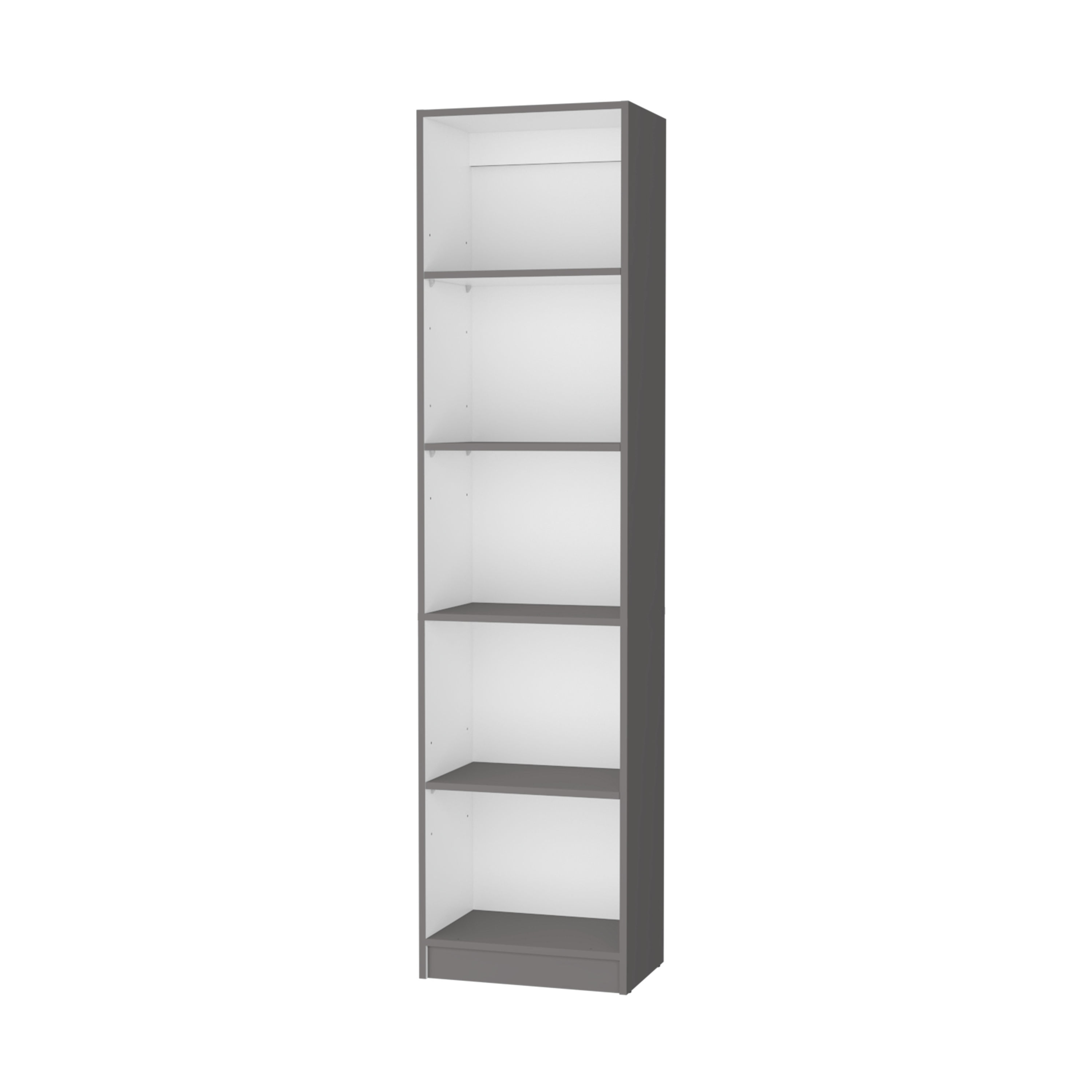 Home estantería estrecha de 4 estantes gris mate / blanco