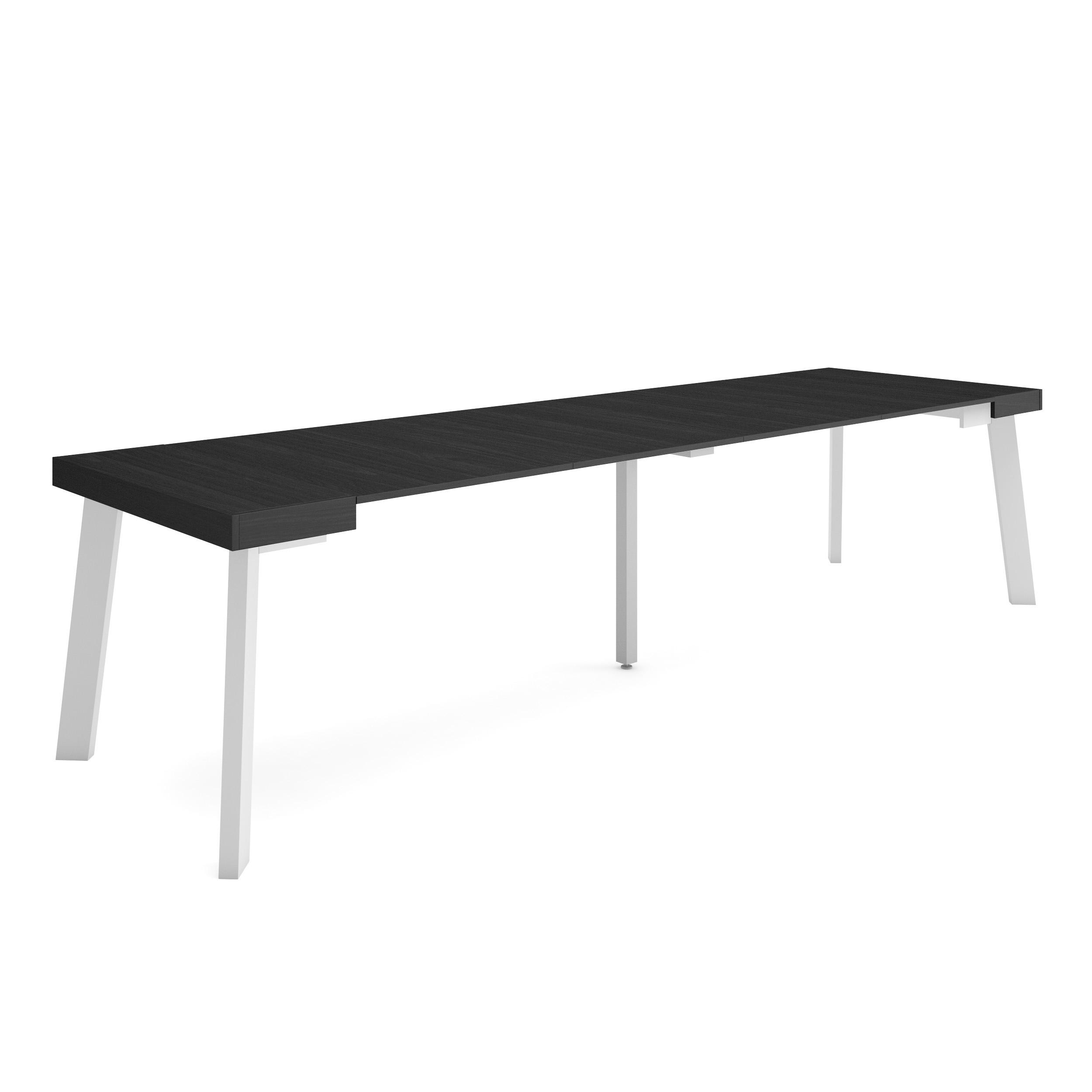 Mesa consola extensible, 58/302x90x73cm, negro, patas de madera rf3104
