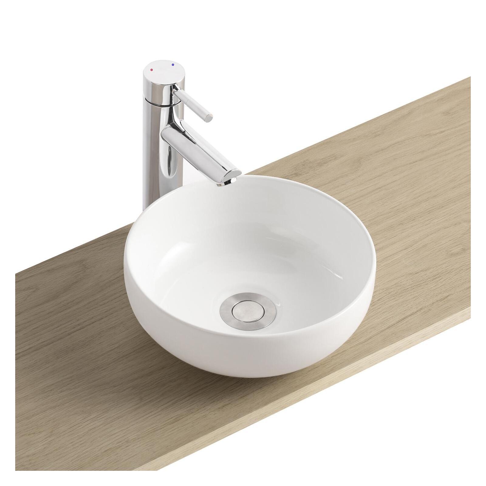 Lavabo sobreponer ø26 x h.12 cm cerámica blanca mira