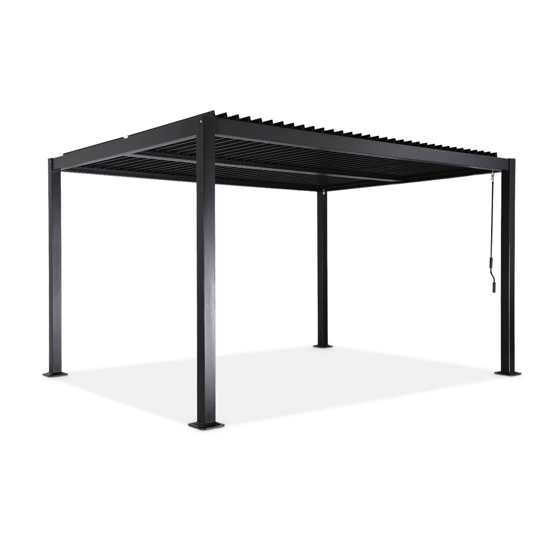 Pérgola bioclimática 3 x 4m de aluminio y acero con lamas orientables negro