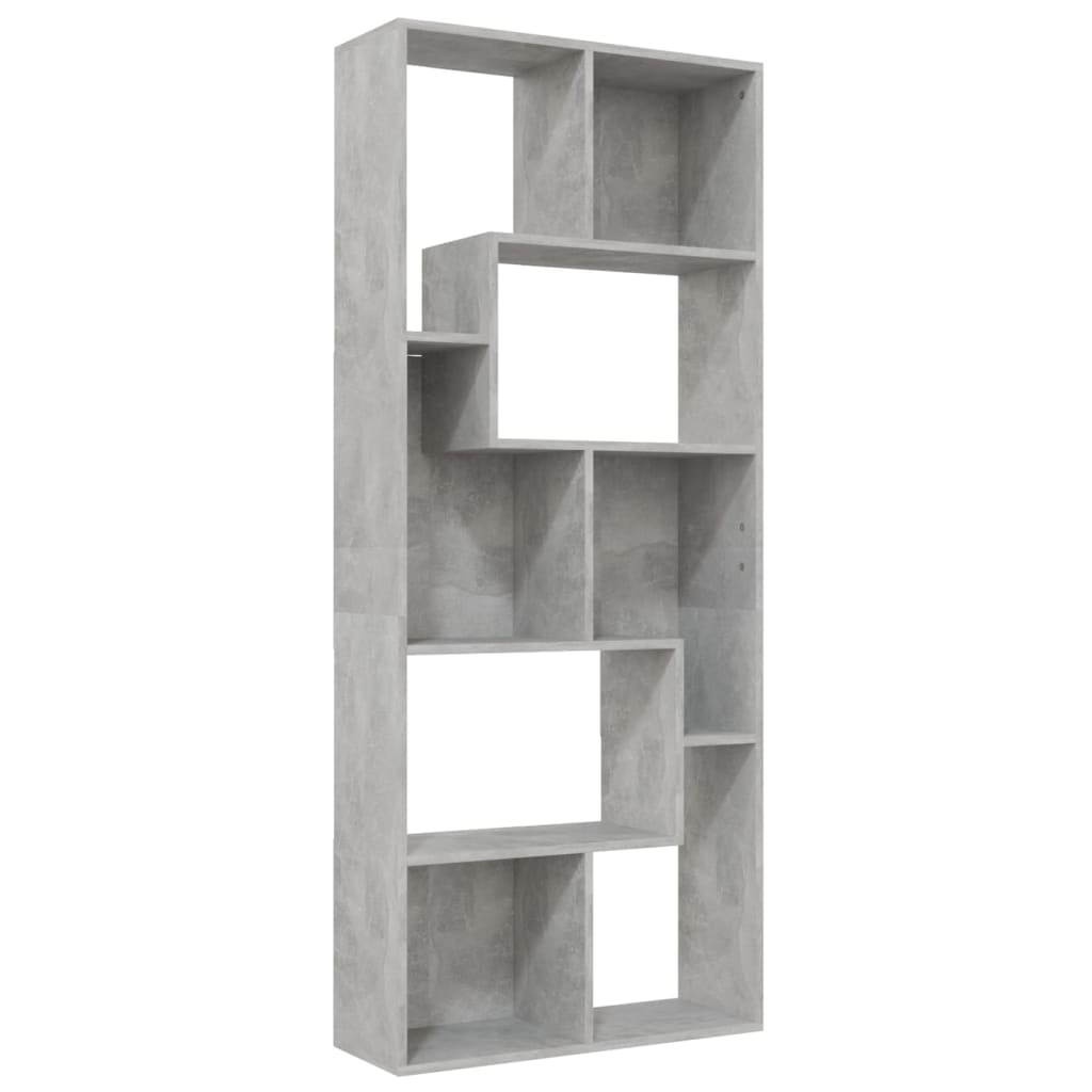 vidaXL estantería madera contrachapada gris hormigón 67x24x161 cm