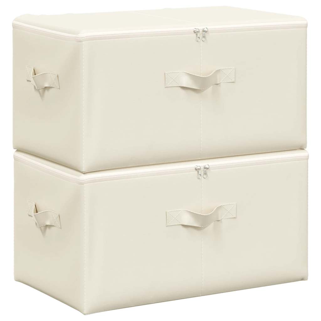 vidaXL cajas de almacenaje 2 unidades tela color crema 43x34x23 cm