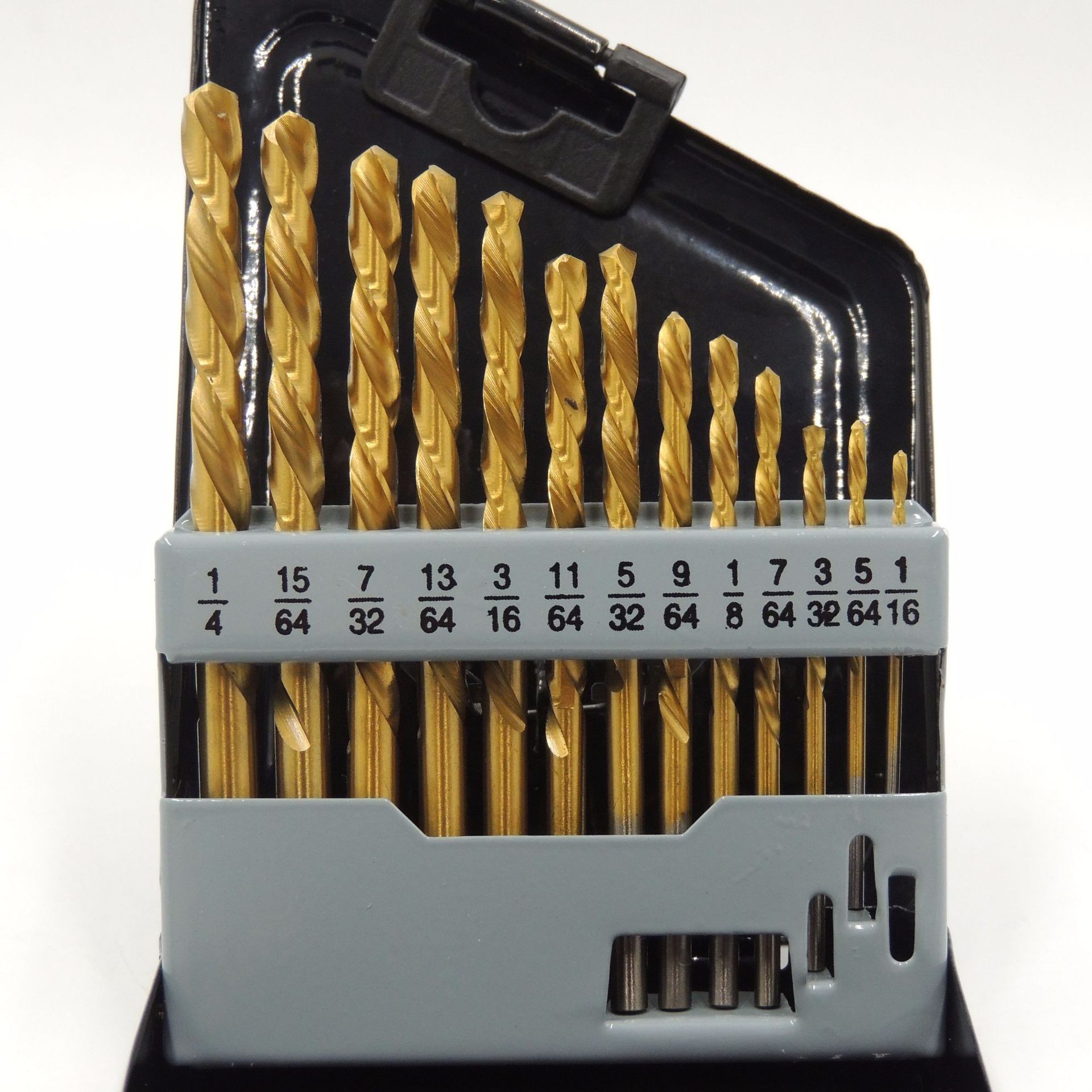 Juego 13 brocas zurdas HSS TiN SAE 1/16"-1/4