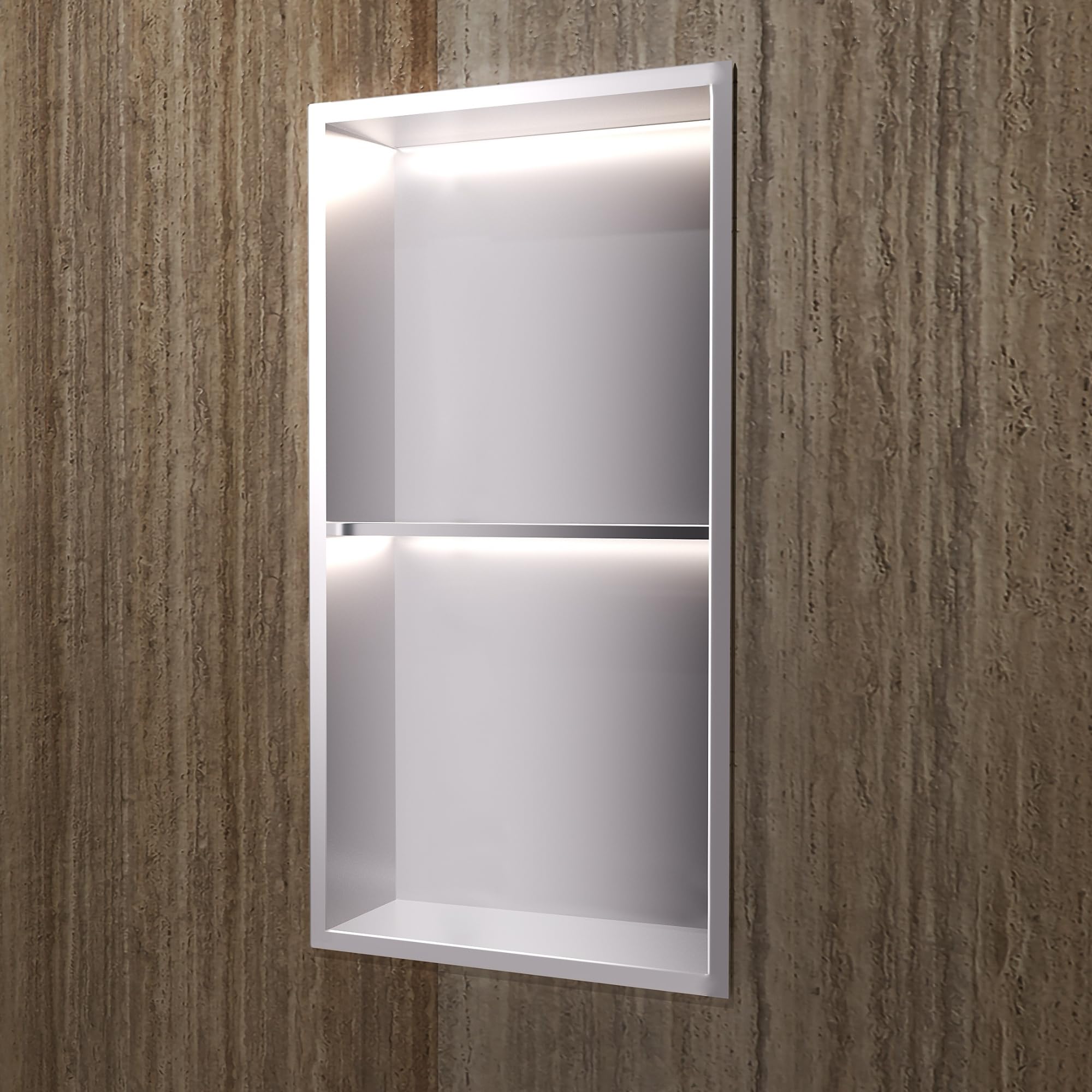 Imex - nicho de ducha empotrable con luz LED 33x63cm níquel serie marshall