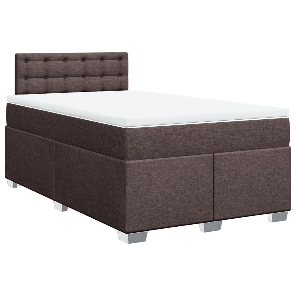 vidaXL cama box spring con colchón tela marrón oscuro 120x190 cm