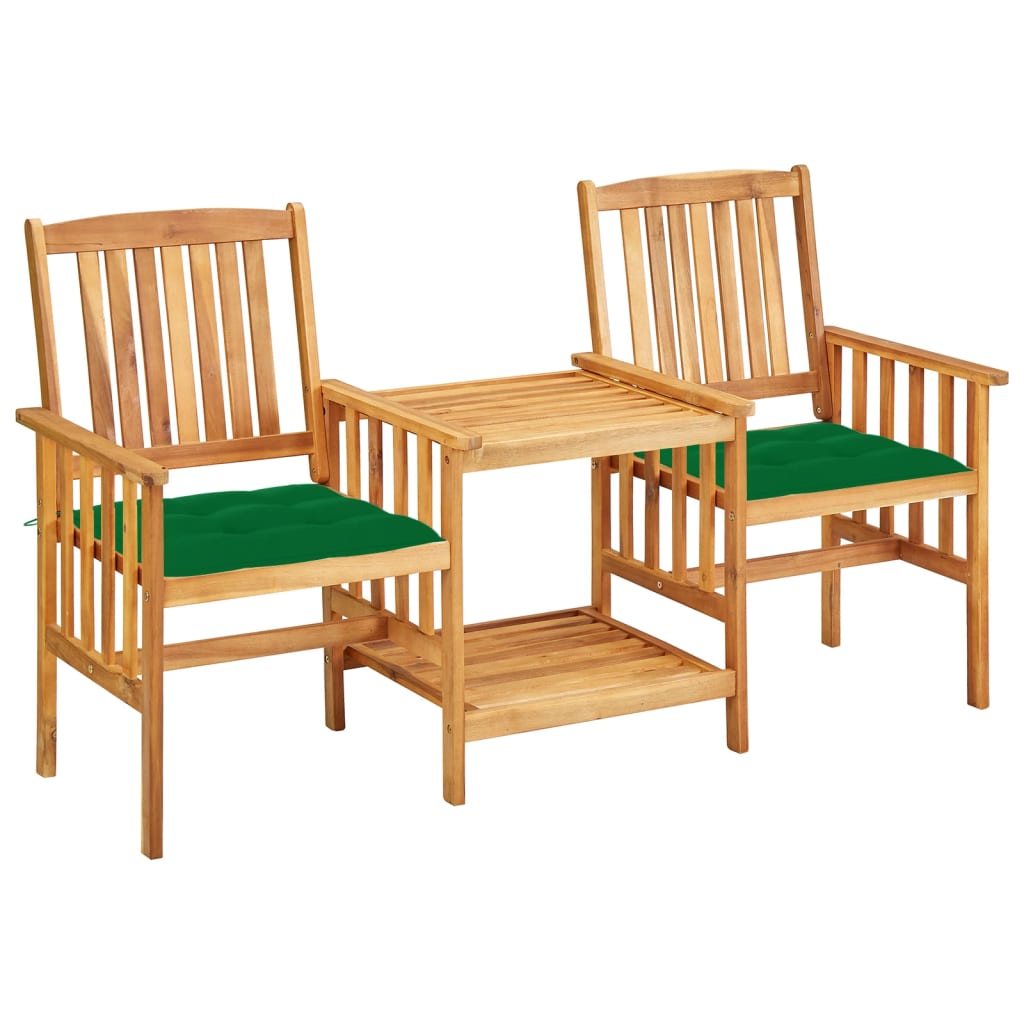 vidaXL sillas y mesita de jardín con cojines madera maciza acacia
