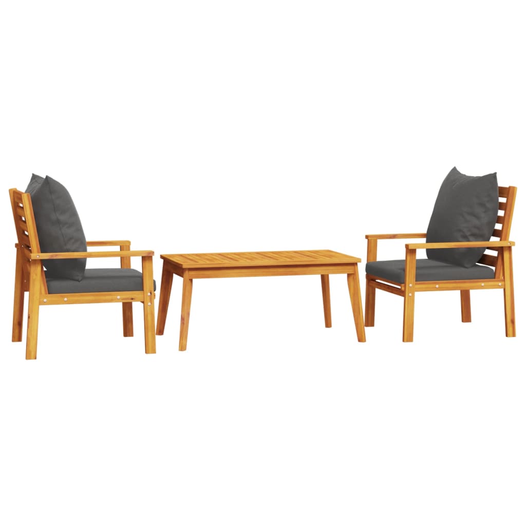 vidaXL set de muebles para jardín 3 piezas con cojines madera acacia