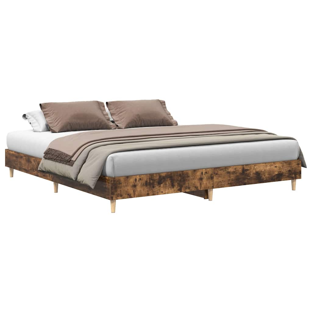vidaXL estructura de cama sin colchón roble ahumado 180x200 cm