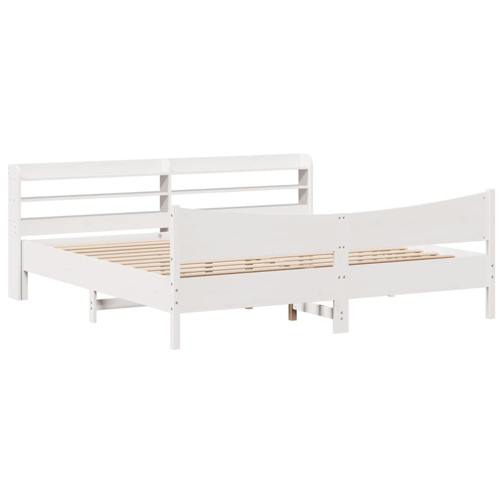vidaXL estructura cama cabecero madera maciza pino blanco 180x200 cm