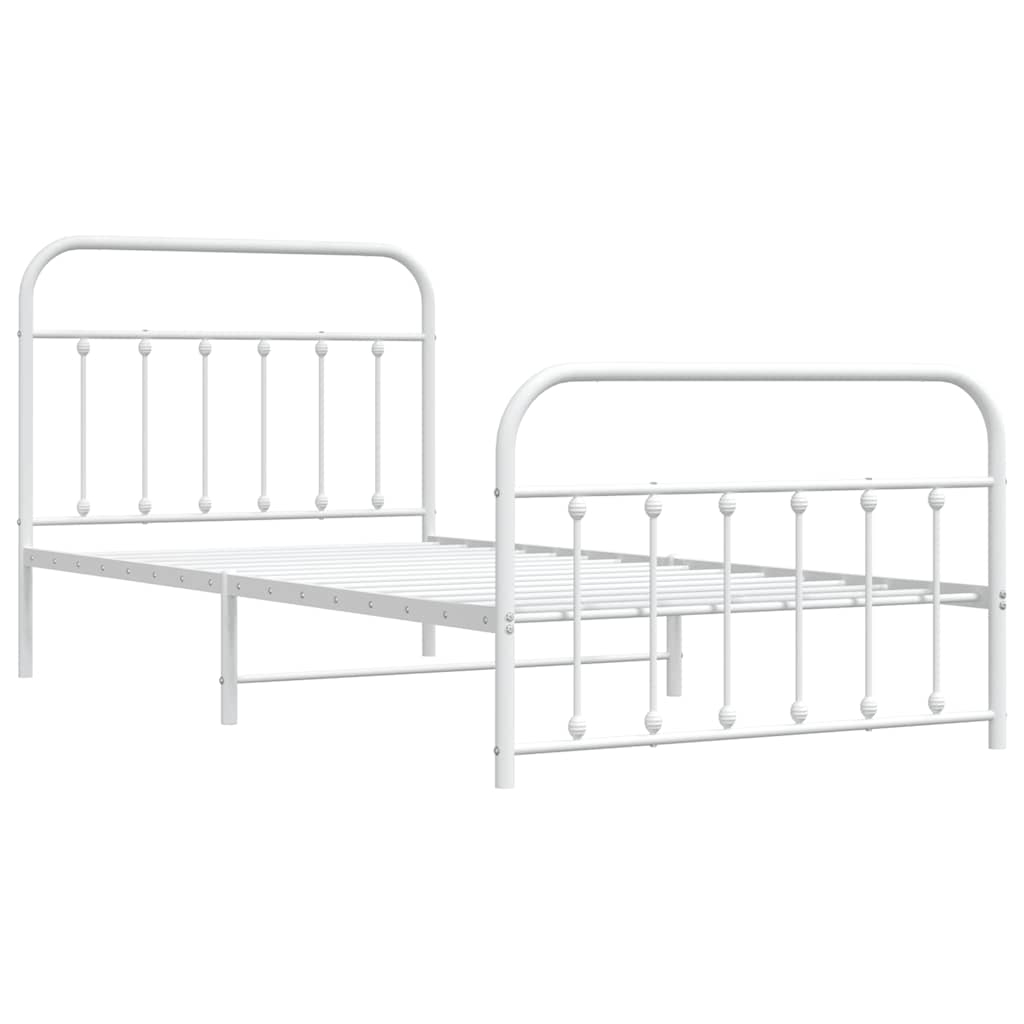 vidaXL estructura cama sin colchón con estribo metal blanco 100x200 cm