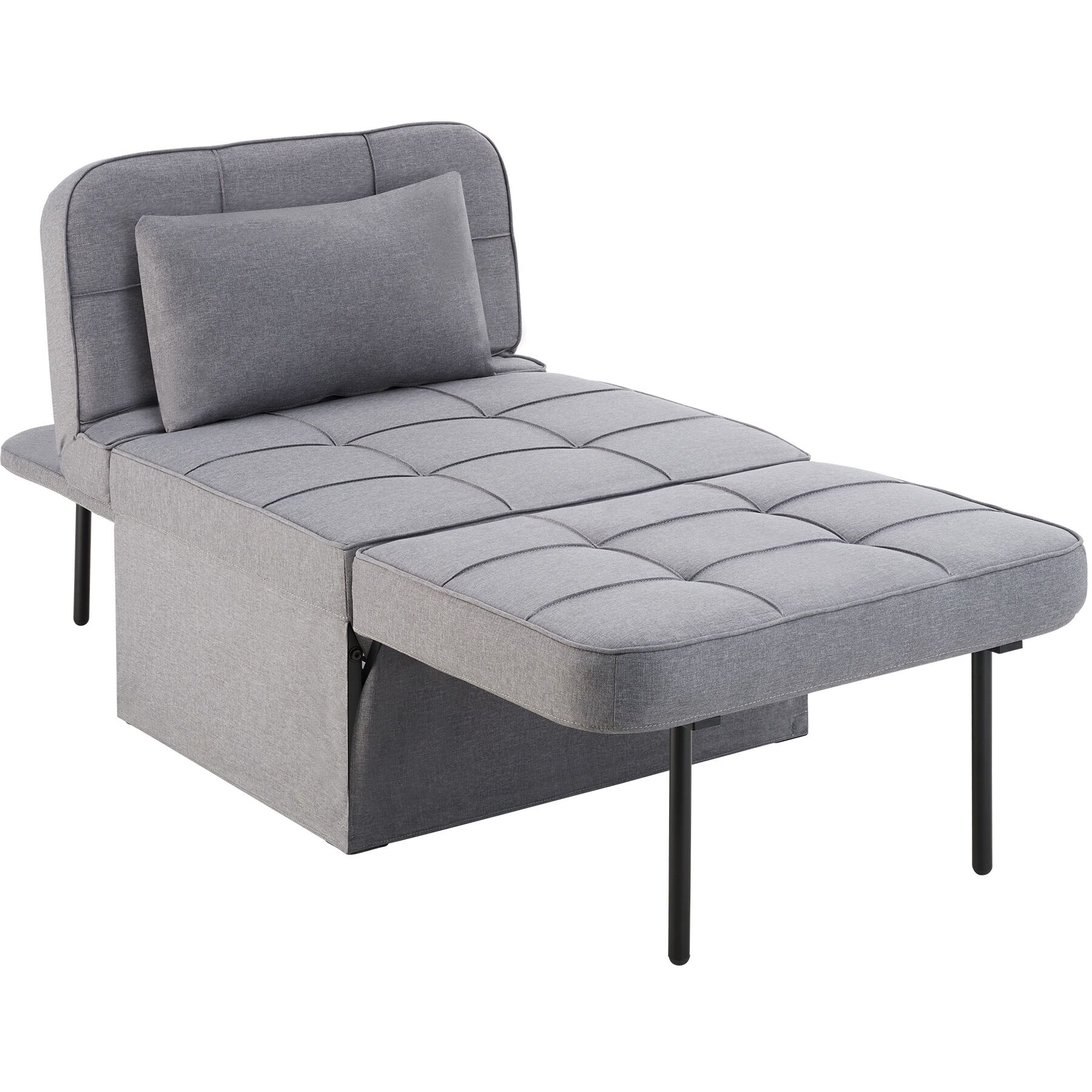 Puf cama 4 en 1 versátil y ajustable en 6 posiciones, gris