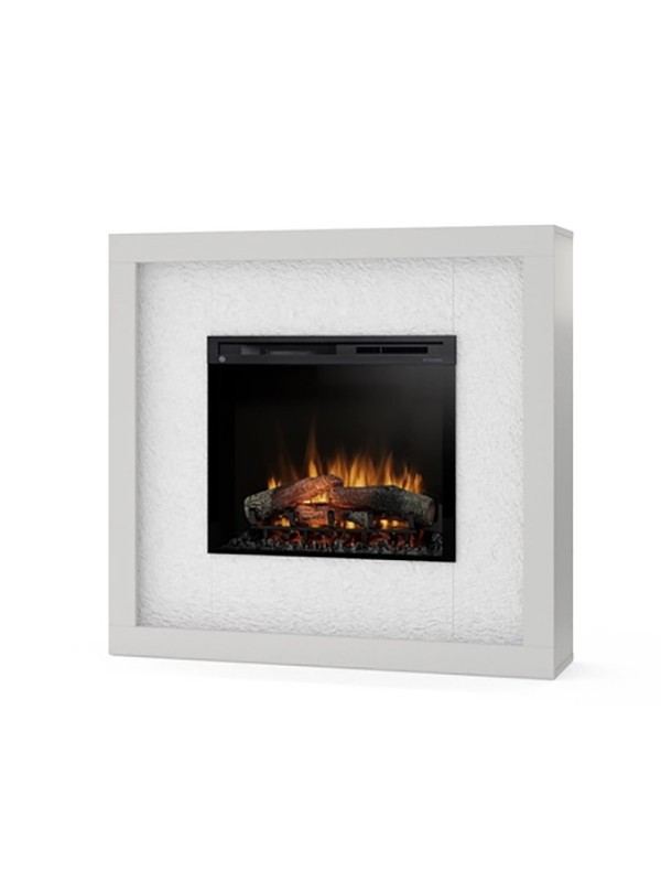 Litos - chimenea eléctrica LED - piedra blanca / cristal blanco 28'
