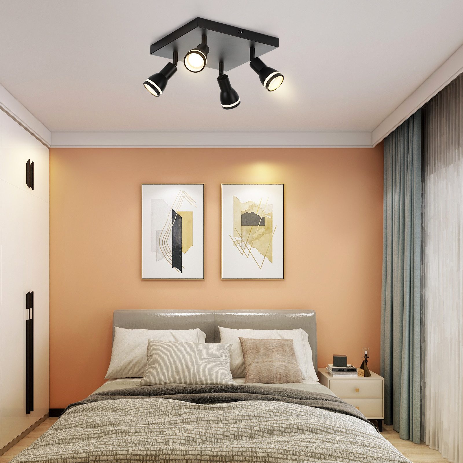 Nettlife lámpara de techo negro gu10 25x25