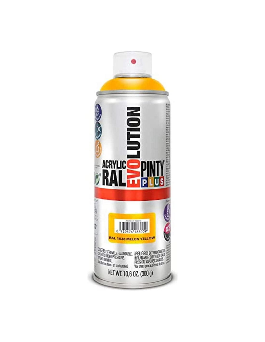 Spray acrilico brillante pintyplus ral 400 ml (ral 1028 amarillo melón)