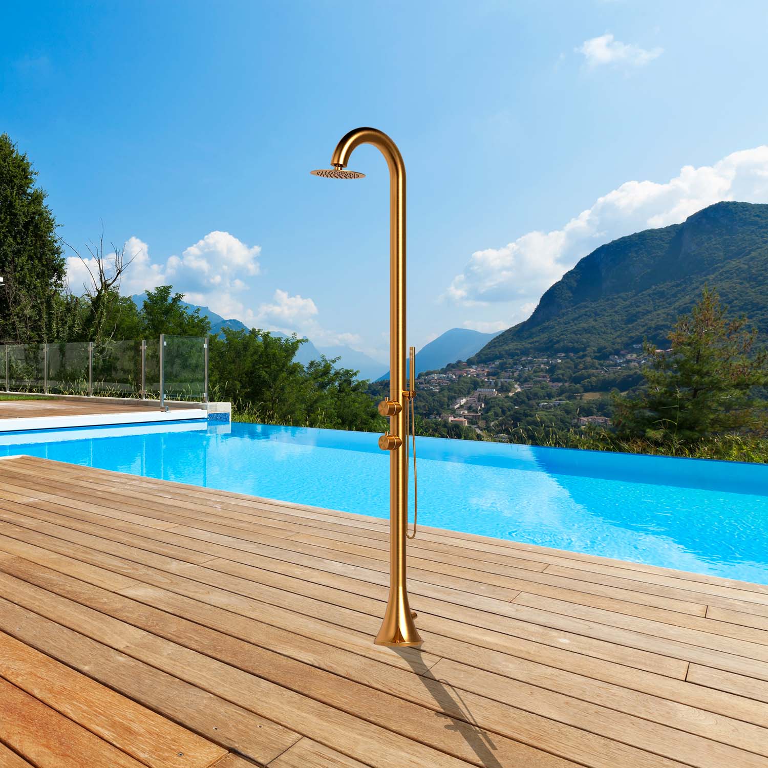 Ducha oro inox 316l 229e8239 cm con ducha de mano y agua calientefría