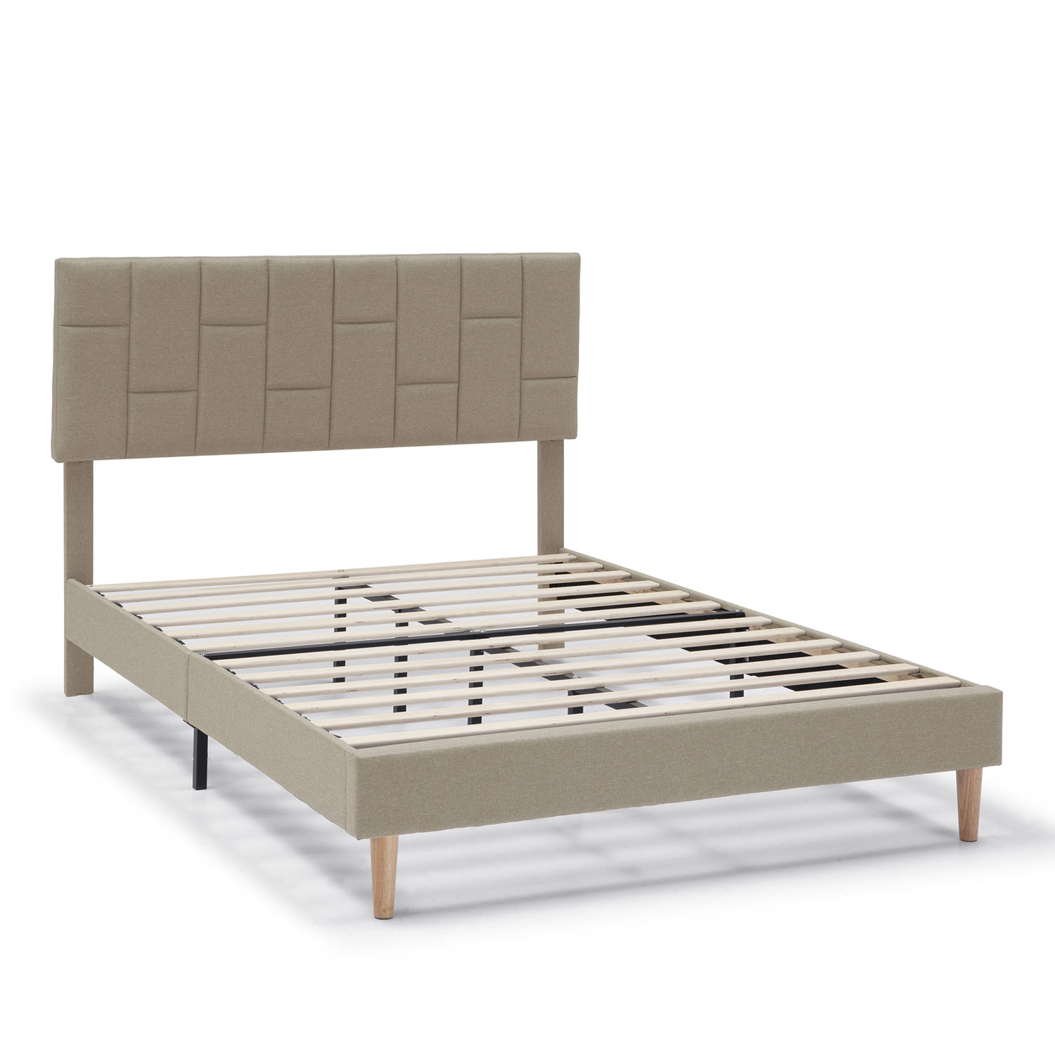 Cama tapizada sorni de 30 cm, 90x190 cm, beige
