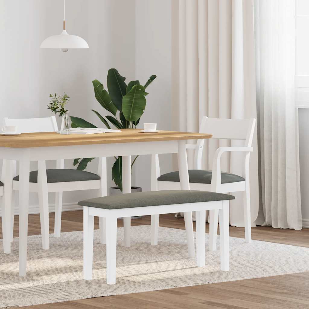 Banco 90 cm madera maciza caucho blanco oif689411