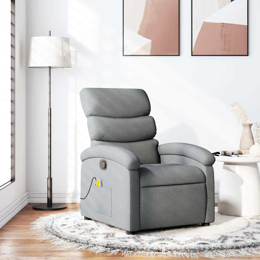 Sillón reclinable de masaje de tela gris claro qweo9908