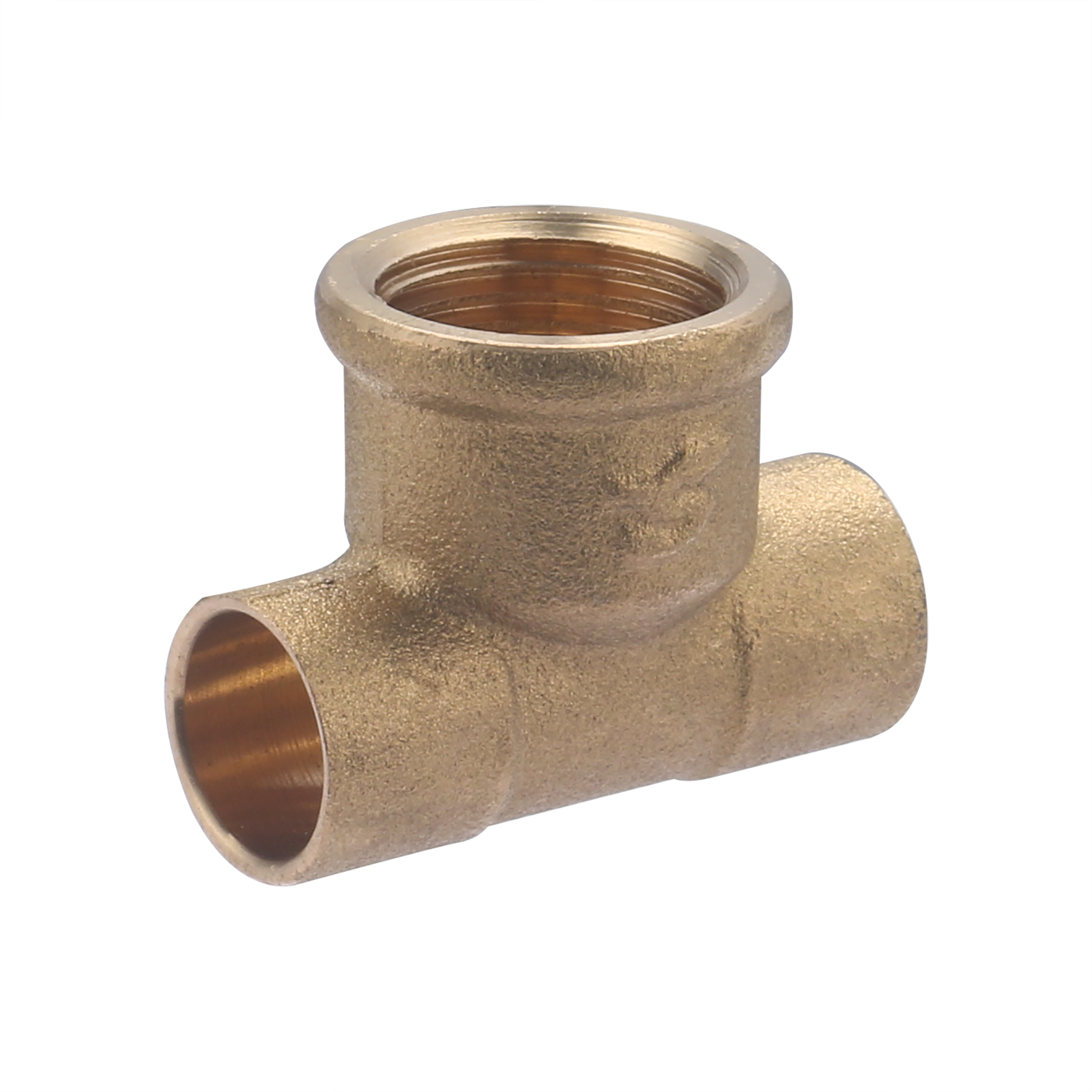 Conector de latón para soldar ø14 - té hembra en el centro 1/2