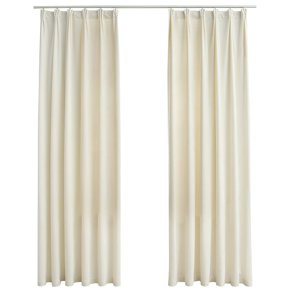 vidaXL cortinas opacas con ganchos 2 pzas terciopelo crema 140x225 cm