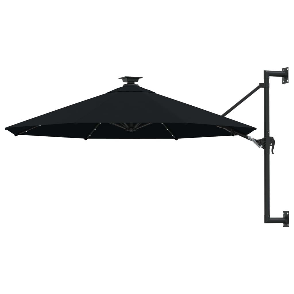 Sombrilla de jardín de pared con luces LED negro 300 cm eerf9352