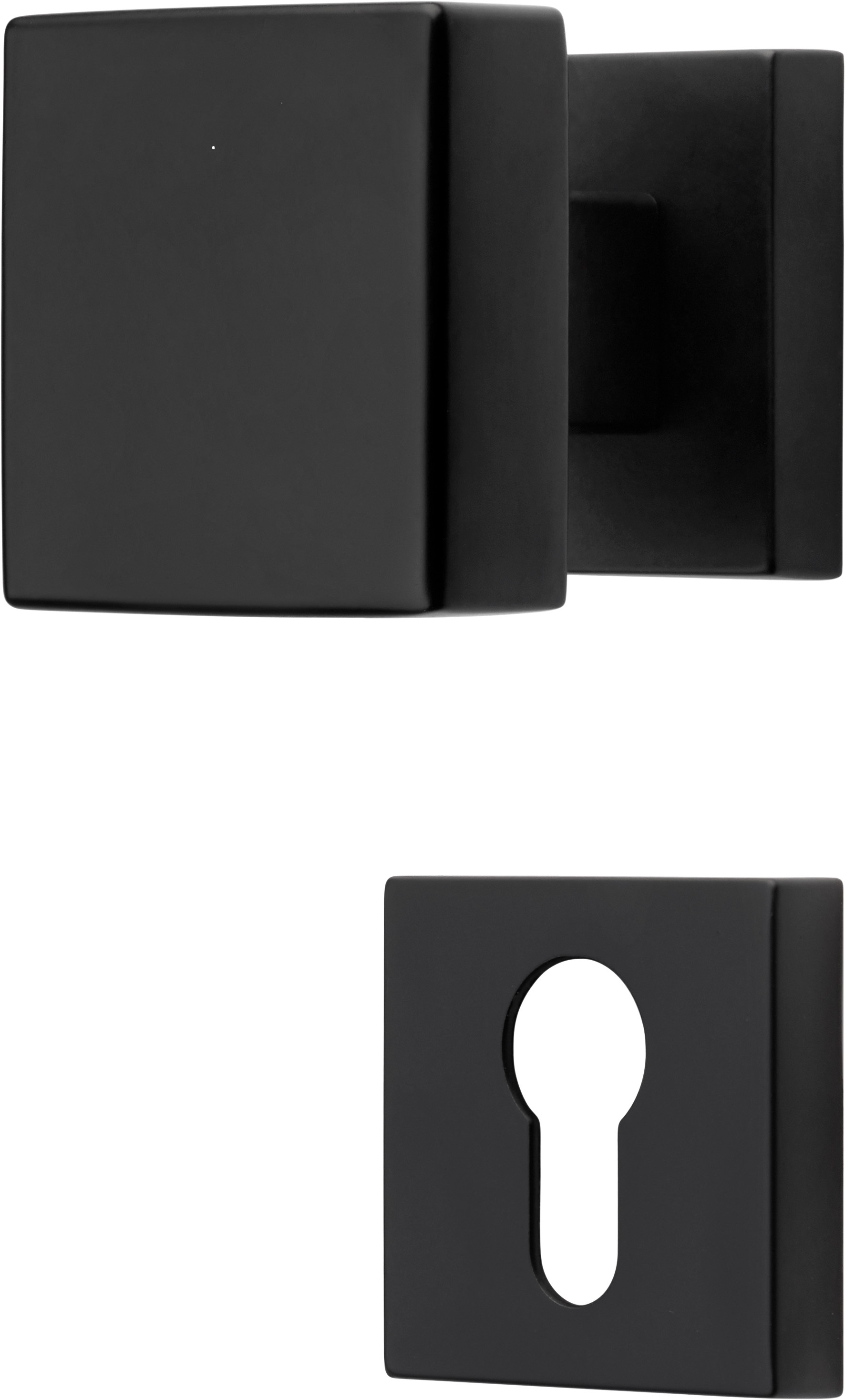 2 manilla roseta cuad, agujero de llave, negro, para puerta de entrada.
