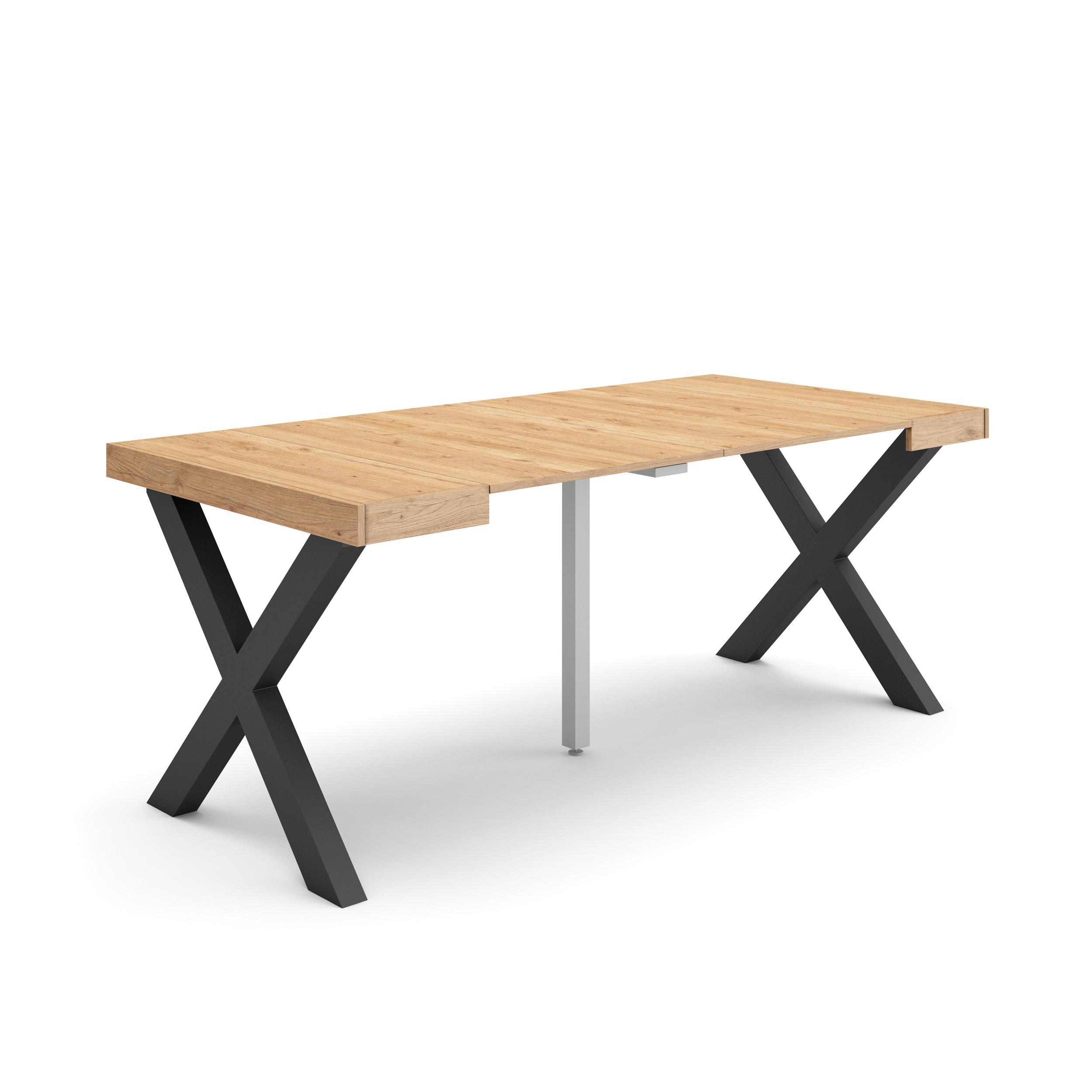 Mesa consola extensible, 180x90x73cm, roble, patas madera maciza rf2757