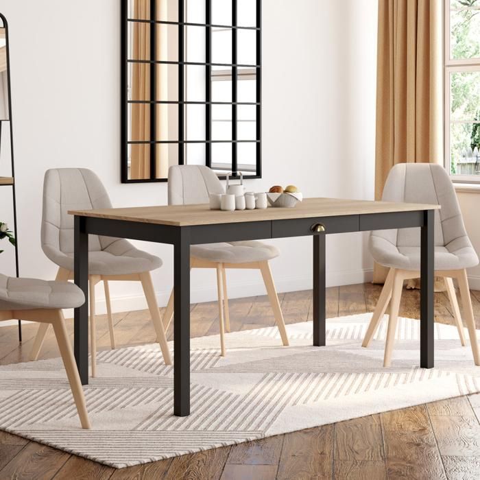 Mesa de comedor vintage - madera negra - 150 cm
