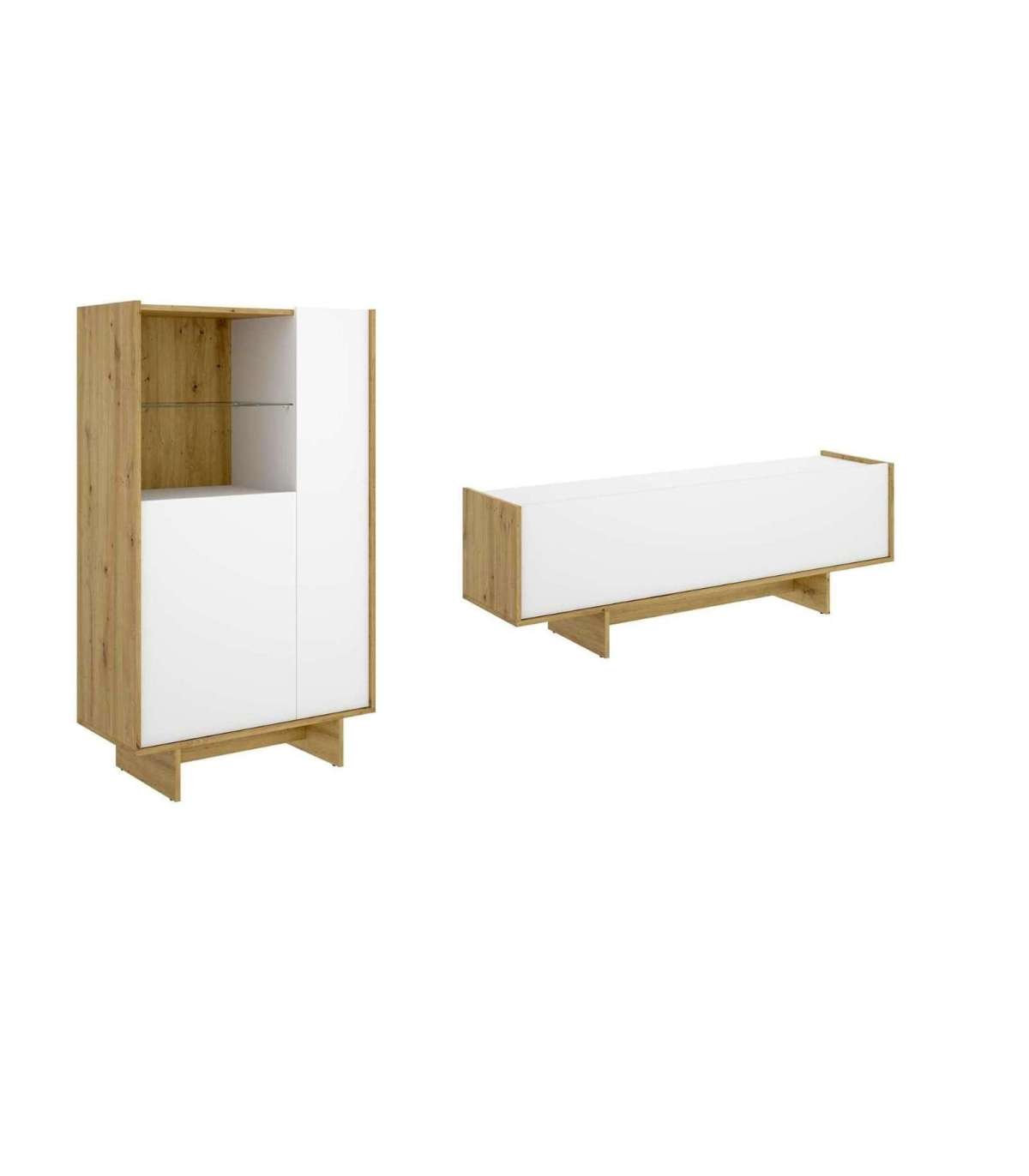 Conjunto de salón noelia mueble tv y módulo alto funcional