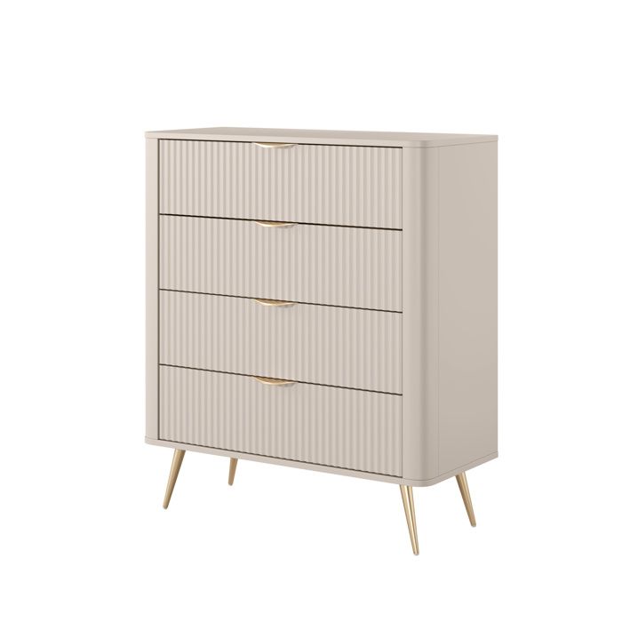 Cómoda alta - beige - 4 cajones - 88,2x38x101,2 cm