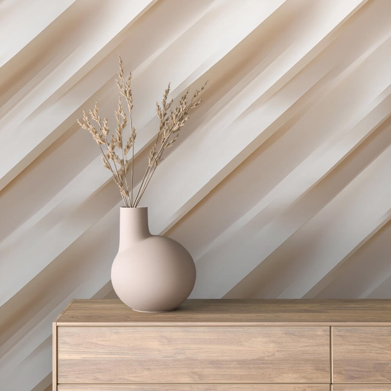 Papel pintado 3d diagonales beige 60cm por 250cm