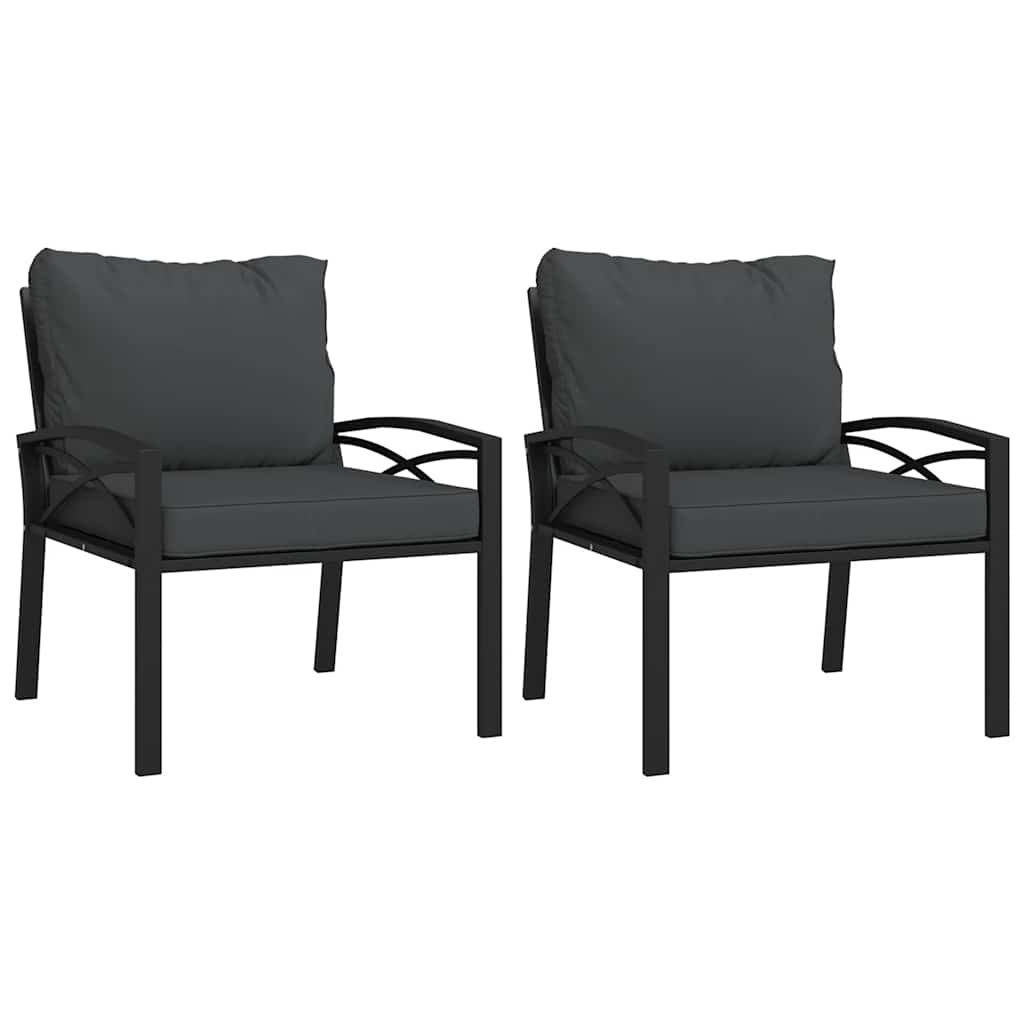 vidaXL sillas de jardín 2 uds acero con cojines gris 68x76x79 cm