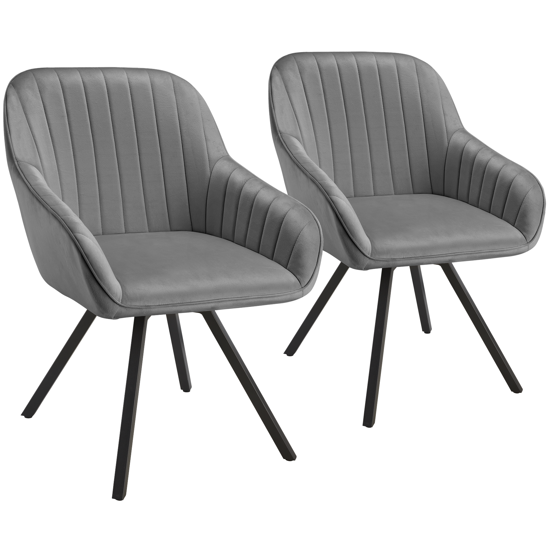 2 sillas de comedor giratoria 360º de terciopelo 58x58x82 cm gris