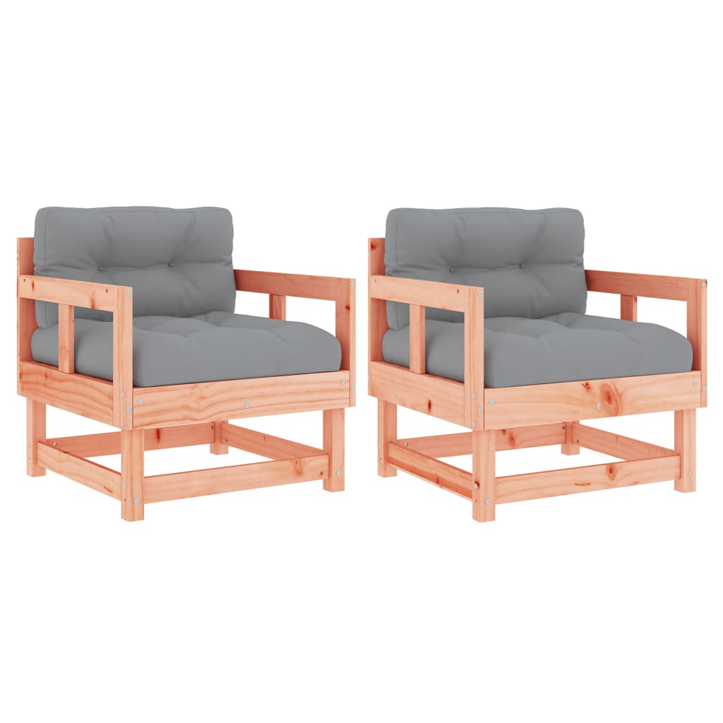 vidaXL sillones de jardín y cojines 2 uds madera maciza abeto douglas
