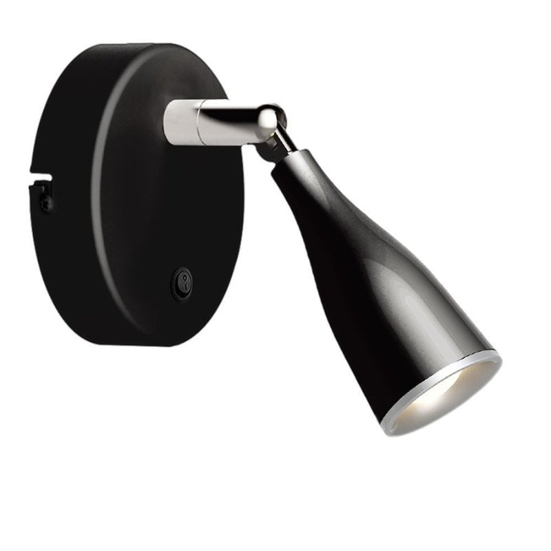 Aplique 4.5w con interruptor negro/plateado - blanco cálido 2300k