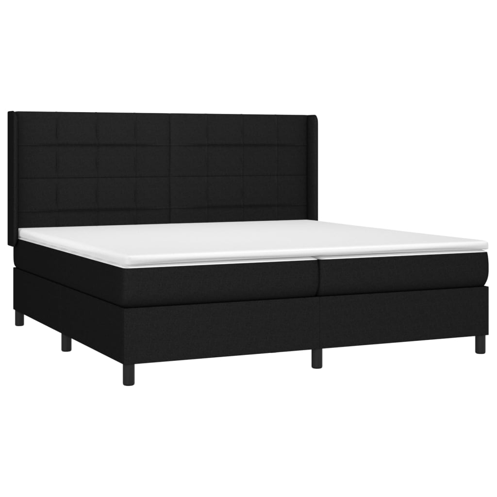 vidaXL cama box spring colchón y luces LED tela negro 200x200 cm